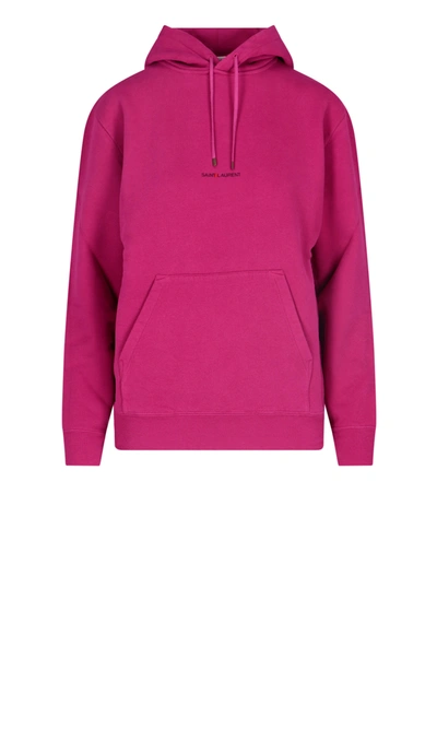 Shop Saint Laurent Logo Hoodie In Pink