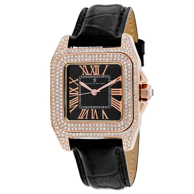 Shop Christian Van Sant Radieuse Quartz Black Dial Ladies Watch Cv4425 In Black / Brass / Gold Tone / Rose / Rose Gold Tone