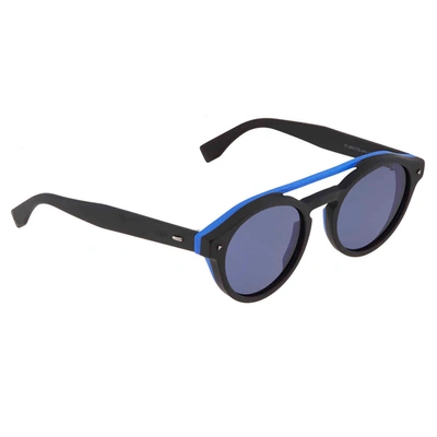 Shop Fendi Blue Aviator Sunglasses Ffm0017s807ku51 In Black,blue
