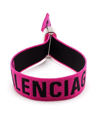 Shop Balenciaga Party Logo Bracelet In Pink