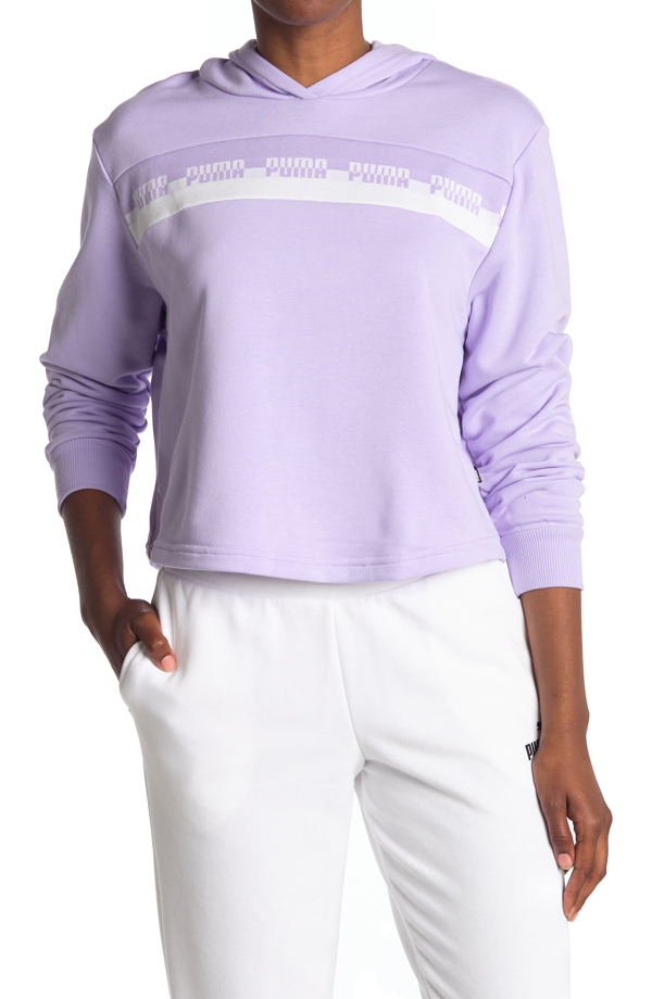 Puma Plus Size Amplified Cropped Hoodie In Purple | ModeSens