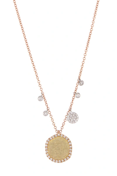 Shop Meira T Tri-tone 14k Gold Scratch Disc Diamond Necklace In Yellow Gold