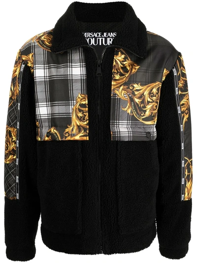 Shop Versace Jeans Couture Baroque-print Zipped Jacket In Black