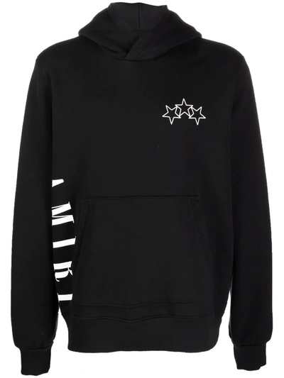 Shop Amiri Star-print Logo Hoodie In Black