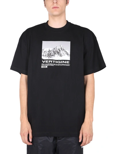 Shop Msgm T-shirt With Vertigo Print In Nero