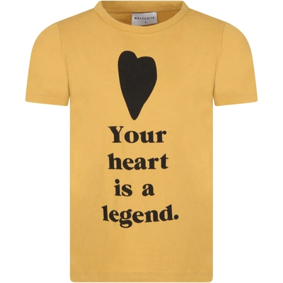 Shop Wolf & Rita Yellow Sebastiào T-shirt For Kids With Heart
