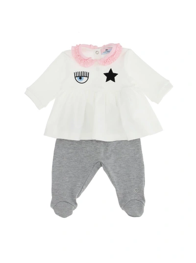 Shop Chiara Ferragni Coordinated Eyestar Onesie In White