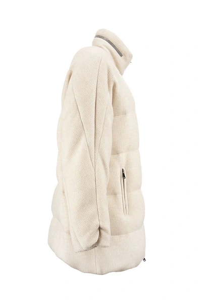 Shop Brunello Cucinelli Seashell Cashmere Down Jacket In Ivory