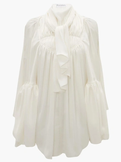 Shop Jw Anderson Gathered Cowl Neck Blouse In White
