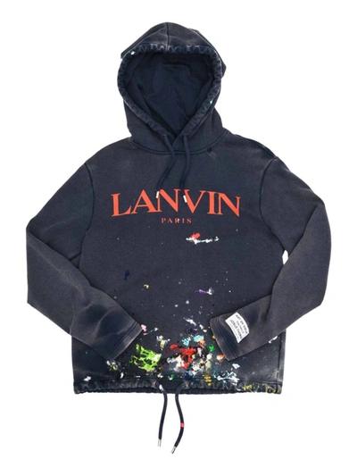Shop Lanvin X Gallery Dept. Paint Mark Printed Hoodie In Blue