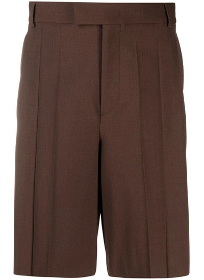 Shop Valentino Pleat-detail Shorts In Brown