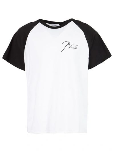 Shop Rhude Raglan T-shirt Off White And Black