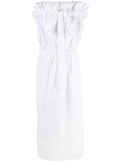 Shop Patou Ruffled-neck Dress In White