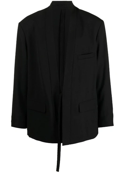 Shop Ambush Collarless Kimono-style Blazer In Black