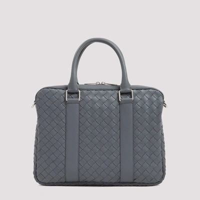 Shop Bottega Veneta Leather Briefcase Bag In Grey