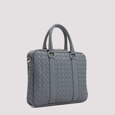 Shop Bottega Veneta Leather Briefcase Bag In Grey