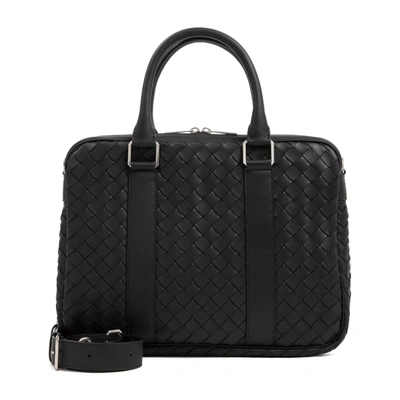 Shop Bottega Veneta Leather Briefcase Bag In Black
