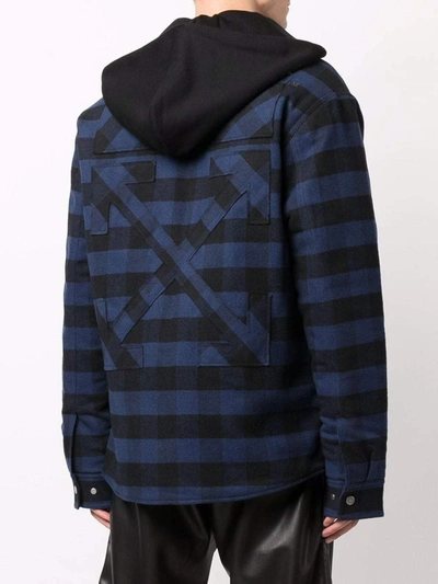 Shop Off-white Arrow Padded Flannel Shirt Black Black In Oro