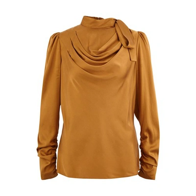 Shop Zimmermann Espionage Silk Blouse In Bronze