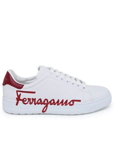 Shop Ferragamo White Leather Naruto Sneakers