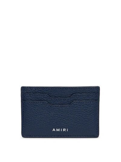 Shop Amiri Iconic Embossed Leather Card Holder Blue