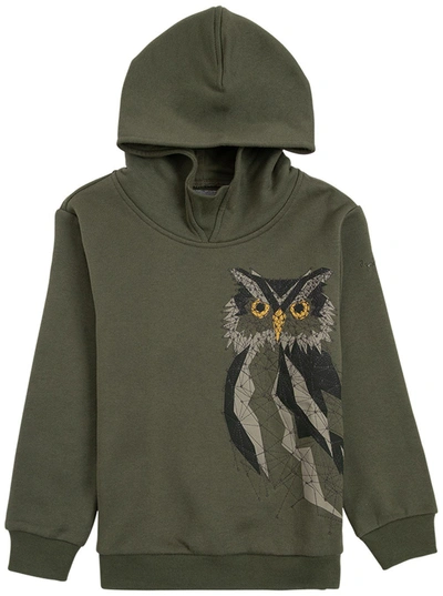 Shop Il Gufo Owl Printed Hoodie In Green