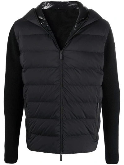 Shop Moncler Black Quilted Wool Cardigan