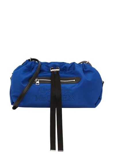 Shop Alexander Mcqueen Blue The Bundle Blue Shoulder Bag