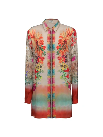 Shop Etro Floral Print Tunic Top In Multi