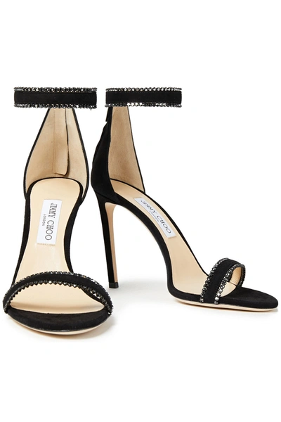 Jimmy Choo Dochas 100 Embellished Suede Sandals In Black | ModeSens