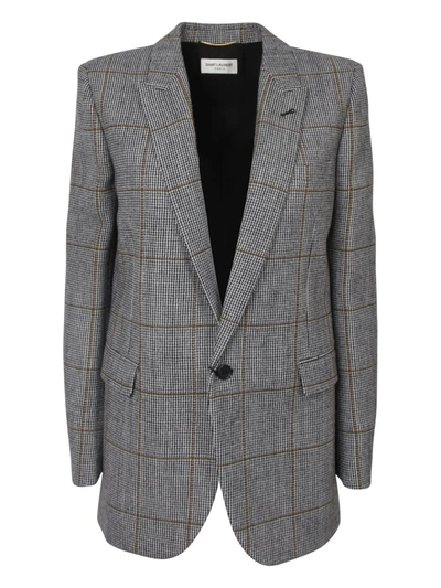 Shop Saint Laurent Single Breasted Jacket In Grey