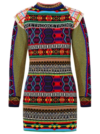 Shop Etro Patterned Knitted Mini Dress In Multi