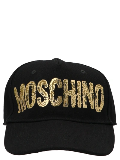 Shop Moschino Logo Printed Baseball Cap In Black