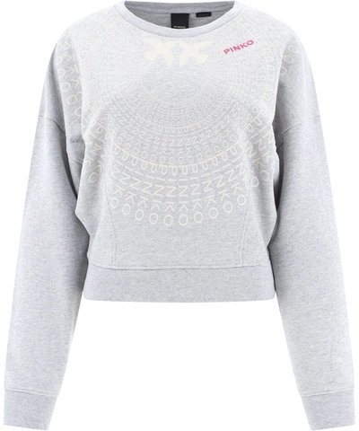 Shop Pinko Logo Printed Cropped Sweatshirt In Grey