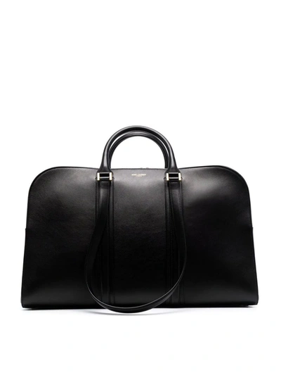 Shop Saint Laurent Logo-print Holdall Bag In Black