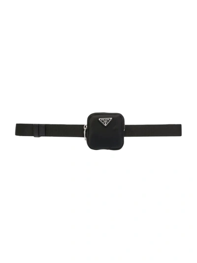 Shop Prada Woven Triangle-logo Belt Bag In Black