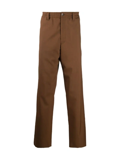 Shop Marni Virgin Wool Straight-leg Trousers In Brown