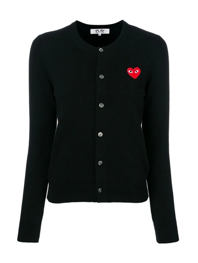 Shop Comme Des Garçons Play Heart Logo Cardigan In Black