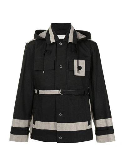 Shop Craig Green Stripe-trimmed Hooded Jacket In Black