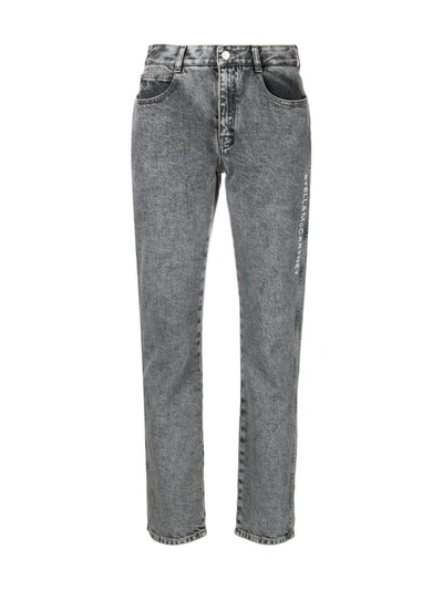Shop Stella Mccartney Galaxy Wash Logo-embroidered Jeans In Grey