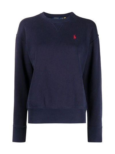 Shop Polo Ralph Lauren Logo-embroidered Sweatshirt In Blue