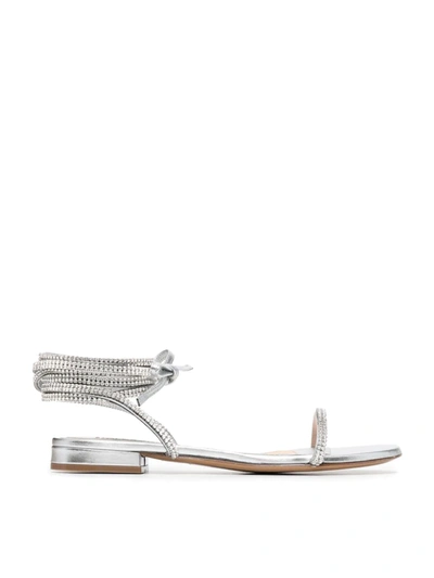 Shop Alexandre Vauthier Amina Crystal-embellished Leather Sandals In Silver