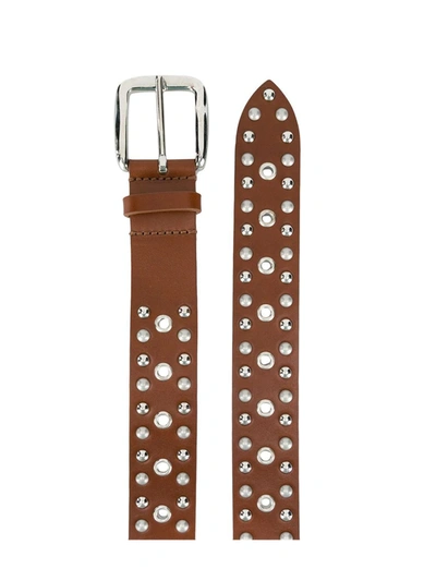 Shop Isabel Marant Studded Leather Belt In Brown