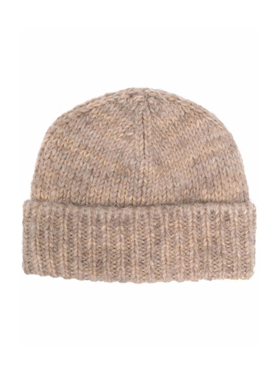 Shop Maison Margiela Ribbed Wool Beanie Hat In Neutrals
