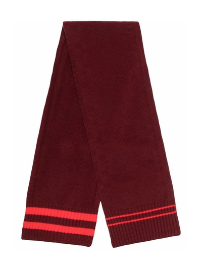 Shop Maison Margiela Stripe-detail Knit Scarf In Red