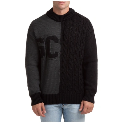 Shop Gcds Men's Crew Neck Neckline Jumper Sweater Pullover  Mix Logo In Black