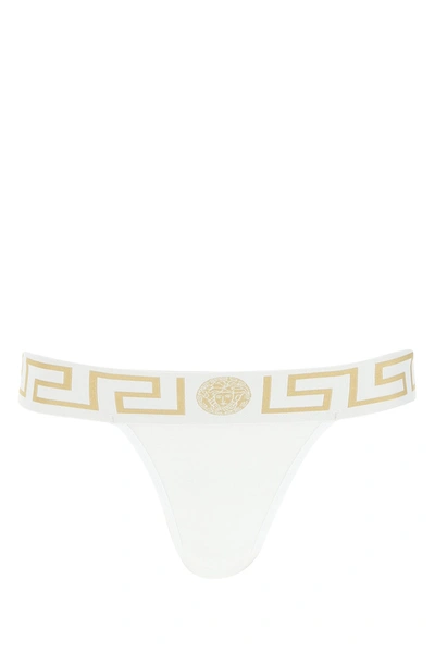 Versace Lilac Stretch Cotton Thong Nd Donna I In White