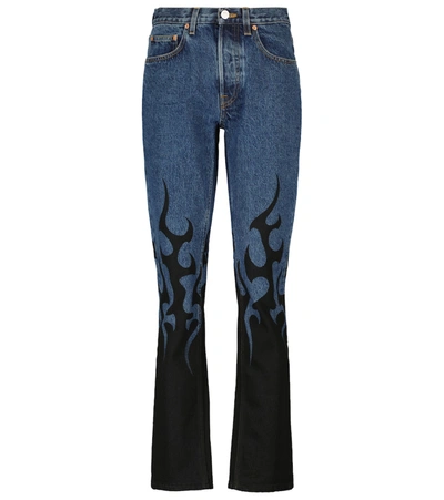 Shop Vetements Printed High-rise Slim Jeans In Blue