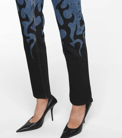 Shop Vetements Printed High-rise Slim Jeans In Blue