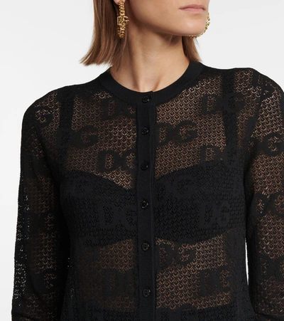 Shop Dolce & Gabbana Monogram Lace Cardigan In Black